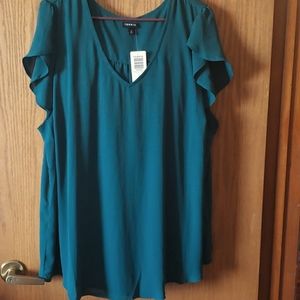 BNWT Torrid 3x dk green blouse